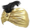 Goldene Turbane, Satinstoff Turban Gold Sultan Hut, arabische Genies Kopf Wrap, arabischer indischer Hut, Swami Plissee Feder Hut für Kostümparty, Halloween, Geburtstag und Events, gold, 24*17cm
