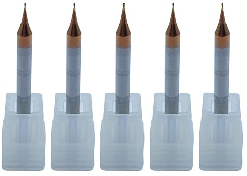 Hunricho 5 Stück HRC55-Spitze, Durchmesser 0,5 mm, 2-schneidiger Schaftfräser, CNC-Fräser, Wolframstahl, Nano-Beschichtung, quadratischer Hartmetall-Fräser (HRC55D0.5X50-2F)