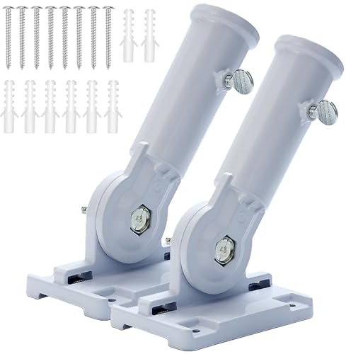 2 Piezas Soporte de Asta de Bandera Asta Bandera Montaje en Pared Soporte Asta Bandera Ajustable Soporte Asta Bandera Montaje en Pared con Tornillos para Patios, Balcones, Calles, etc (Blanco)