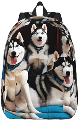 KDUBNJDS Segeltuch-Reiserucksack, Schulrucksack, Schulrucksack, Schultasche, Sekundarschule, leicht, Büchertasche, lässiger Tagesrucksack, Laptop-Rucksack, Schöne Husky., M