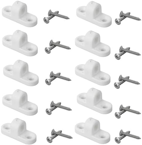 Ylinwtech 10 PCs Supports de Montage en Plastique pour Auvent,Supports de Barre de Montage pour Auvent,Supports de Poteaux Montage D'auvent Blancs,avec 20 vis pour Camping-Car et Caravane