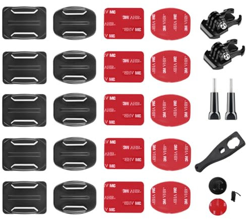 YHTSPORT Soporte Adhesivo Curvado y Plano, 26 Piezas Soporte de Casco para Gopro, Pegatina Casco Soporte 3M Adhesivo Almohadillas Compatibles con GoPro y Otras Cámaras de Acción
