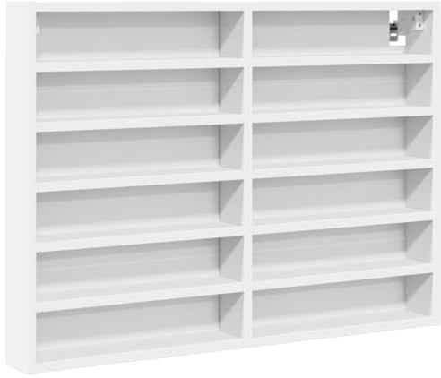 vidaXL Armoire à vitrine Blanc 80x8,5x58 cm Bois d'ingénierie, Armoire Murale, Armoire de Rangement Murale, Armoire Suspendue, Armoire Flottante
