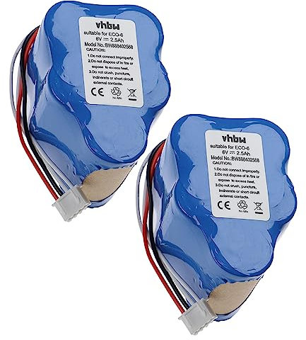 vhbw 2x batteria compatibile con Hoover RVC0010, RVC0011, RVC0011-001 aspirapolvere (2500mAh, 6V, NiMH)