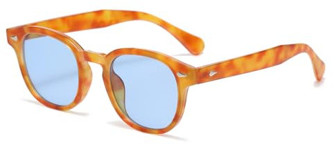 Long Keeper Retro Runde Sonnenbrille - Vintage Sonnenbrille Rund Herren Damen Klassische Unisex Stil Retro Johnny Depp Brille mit Uv400 Schutz