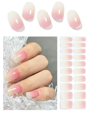 Wahrshei Nagelfolien | 20 Transpanrent Pink Ombre UV Gel Nagelfolie | Nagelfolie Selbstklebend | Gel Nail Stickers, Gellack Wraps für Nagel