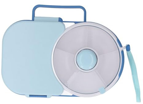 Bewinner Kinder Snackbox mit Fächern und Deckel, Multifunktionale Baby Snack Spinner mit Tragbarem Box Set, Sicher Versiegelter Snackteller für Kleinkinder, Zuhause (Blau)
