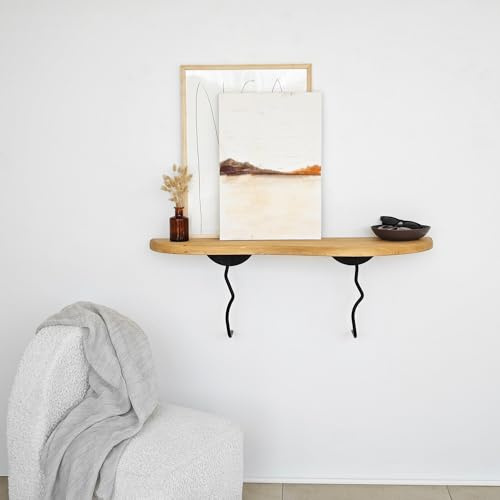 Stylish Wall Shelf, 99 cm x 22 cm, 100% Solid Wood & Metal Frame, Black & Oak Finish | Perfect for Modern Home Decor & Organization