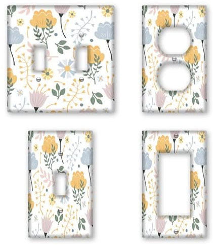 Horienteeon Jolie plaque d'interrupteur à motif floral - Décoration pour cuisine, salle de bain, chambre à coucher - Taille standard