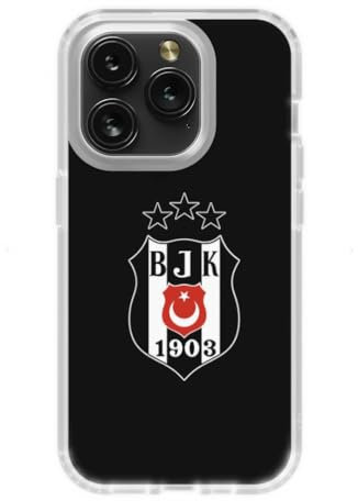Gök-Türk Weiche Silikonhülle Hülle Besiktas BJK für iPhone 14, 14 Pro Max, 15, 15 Pro, 15 Pro Max,16, 16 Pro, 16 Pro Max - schwarz (15 Pro)