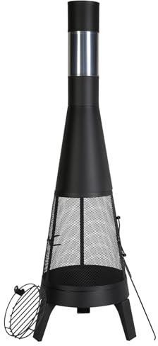 VEVOR Gartenkamin, φ508x1495 mm Terrassenofen, konischer Kamin zum Grillen & Wärmen, Aztekenofen für draußen mit Grillgitter, Kaminmantel & rostfreiem Kamindeckel, für Terrasse, Garten, Hinterhof