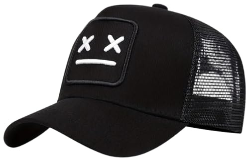 Mesh Basecap Unisex mit Bizarre Stickerei,Cap für Herren und Damen Bestickt,Kappe Frauen Sommer Cappy Einfarbig Kappen Baseballmütze Schildmütze Verstellbar Outdoor UPF 50+ Sun Protection