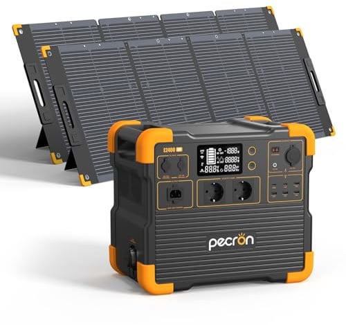PECRON E2400LFP Tragbare Powerstation 2048Wh LiFePO4 Batterie 2400W Solargenerator AC-Schnellladung in 1,5h 4800W Spitze – Notstrom, Camping, Wohnmobile (E2400LFP-400W)