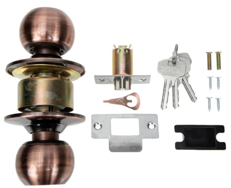 PartyKindom Stainless Steel Spherical Door Lock with Round Knob for Bedroom and Indoor Room Door Corrosion Resistant Lock for Home Use