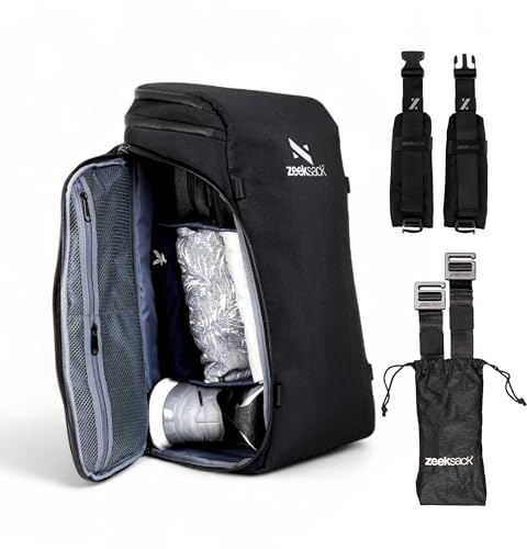 Zeeksack The Organizer Bundle 30L, Schwarz - Rucksack + Gürtel & Straps | 2 Verstellbare Trenner, RFID-Schutzfach, Deckelfach, Netzfächer, Flaschenfach, Laptop bis 16 Zoll, 3-teiliges Set