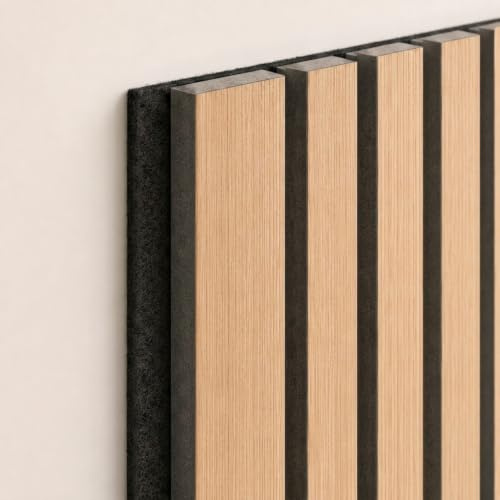 Masquepack – Set de 2x Paneles Acústicos Decorativos de Madera Roble Natural MDF 240x60 cm - Paneles Decorativos para Pared, Absorción de Sonido y Diseño Moderno (240x60 cm - Negro, 2)