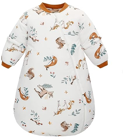 LAT Baby Sleeping Bag 2.5 TOG,Baby Winter Long Sleeve Sleep Sack,100% Cotton Detachable Sleeve,Toddlers Sleeping Bag for Girl Boys
