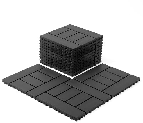 Plastic Interlocking Deck Tiles, 44 sqft of Terrace decking Tiles, 12 inches x 12 inches Waterproof for All-Weather use, Backyard Pool decking Tiles