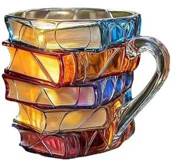 Générique Tasse À Café Originale | Verres À Vin En Verre Design Livre 3D Peint Rétro - Accessoire Multifonction pour Cuisine et Bureau, Idée Cadeau pour Lecteurs, Bibliothécaires, Hommes et