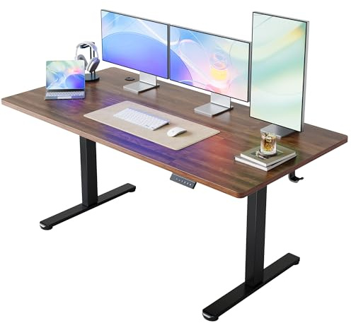 HUANUO Standing Desk 160x80cmcm mit 4 Memory height settings | USB Charging Port,sit-stand design, 2-part tabletop, for home office & workstation