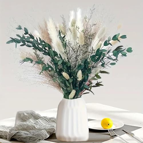 65 Stück Natürliches Pampasgras Dekoration – Trockenblumen Strauß in Braun – DIY Deko für Wohnzimmer, Schlafzimmer & Hochzeit im Boho Style