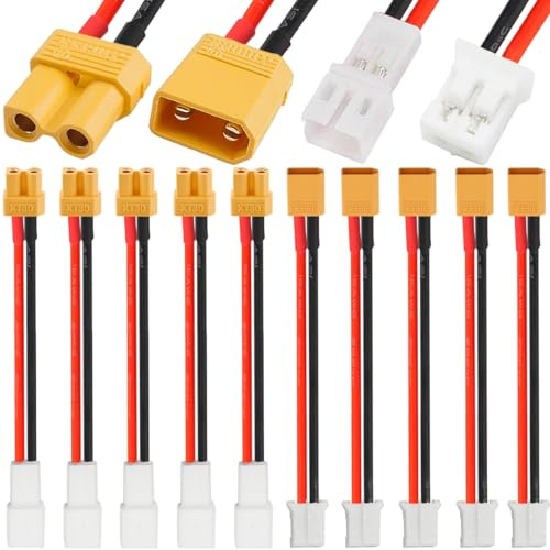 HAAMNING7 10 Stück XT30 Stecker auf JST PH2.0 Stecker 22AWG XT30 Stecker auf PH2.0 Stecker Konverter Adapter, für FPV Auto Flugzeug Quadcopter