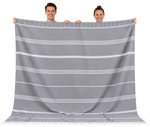 furora HOLIDAY Hamamtuch groß 200x200 cm XXL, Baumwolle - Saunatuch Damen Herren Saunahandtuch: dünn, kompakt, lang - Hammam Tuch, Handtuch: Strandtuch, Hamam Sauna Strandhandtuch, Urlaub Must Haves
