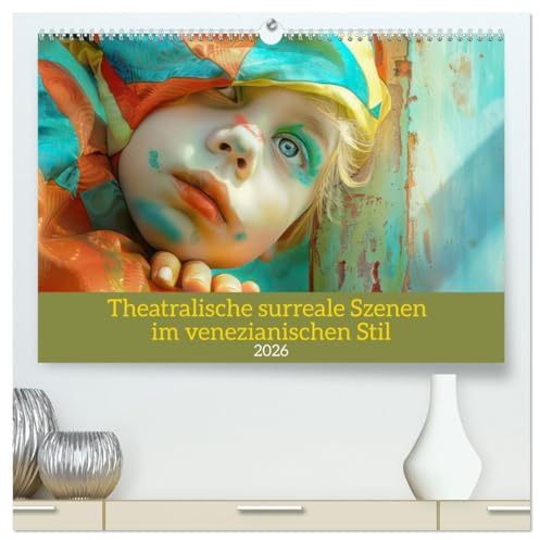 Theatralische surreale Szenen im venezianischen Stil (hochwertiger Premium Wandkalender 2026 DIN A2 quer), Kunstdruck in Hochglanz: Venedig einmal anders (CALVENDO Spass)