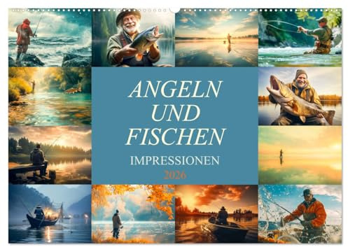 Angeln und Fischen Impressionen (Wandkalender 2026 DIN A2 quer), CALVENDO Monatskalender: Erleben Sie Monat für Monat die Faszination des Angelsports ... Bildern verzaubern. (CALVENDO Natur)