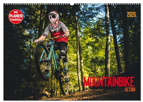 Mountainbike Action (Wandkalender 2026 DIN A2 quer), CALVENDO Monatskalender: Action quer durch den Wald (CALVENDO Sport)