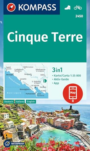 Cinque Terre 35T WK 2450: 3-in-1 hiking map, with activity guide including map for offline use in the KOMPASS app