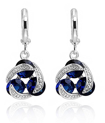 Crystalline Azuria 18ct Weiß Vergoldet Rund Zirkonia Kristalle Haken Ohrhänger Ohrstecker für Damen und Mädchen