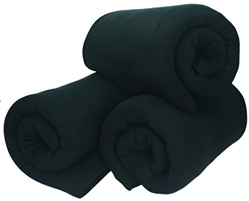 Betz 3 Stück Fleecedecke Kuscheldecke Wohndecke in Größe 130x170 cm Qualität 180 g/m Farbe schwarz