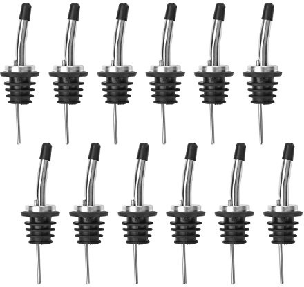 AOZITA 12 Pack Classic Bottle Pourers, Stainless Steel Liquor Pour Spouts Tapered Spout - Liquor Pourers with Rubber Dust Caps for Alcohol, Olive Oil,Bar Bartender Accessories