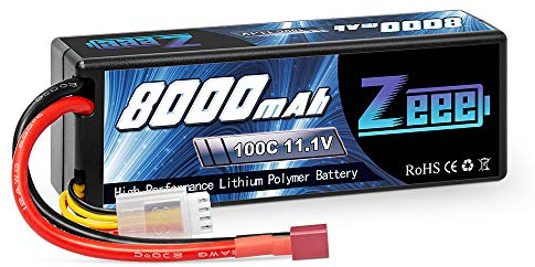 Zeee 3S Lipo Battery 11.1V 100C 8000mAh Hard case Battery with Deans T Plug for 1/8 and 1/10 RC Vehicles Car RC Buggy Truggy RC Airplane UAV Drone FPV