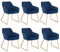 WOLTU Esszimmerstühle 6er Set Küchenstühle Wohnzimmerstühle Polsterstühle Sessel, Armlehnstühle mit Rückenlehne, für Esszimmer, Küche, Wohnzimmer, Samt, Gold Metallbeine, Blau, BH246bl-6