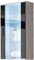 Hängevitrine SOHO Hängeschrank Wandvitrine mit Blauer LED Beleuchtung (Weiß/Schwarz Hochglanz)