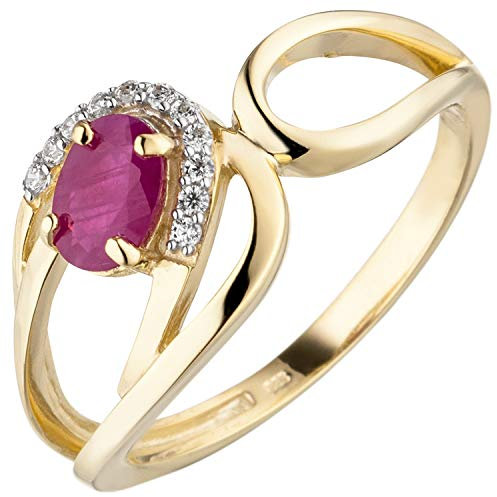 Jobo Damen-Ring aus 333 Gold mit Rubin und Zirkonia Größe 56