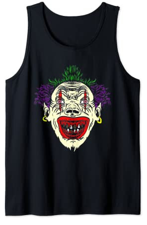 Gruseliger hässlicher Clown mit Ohrringen faulen Zähnen Tank Top