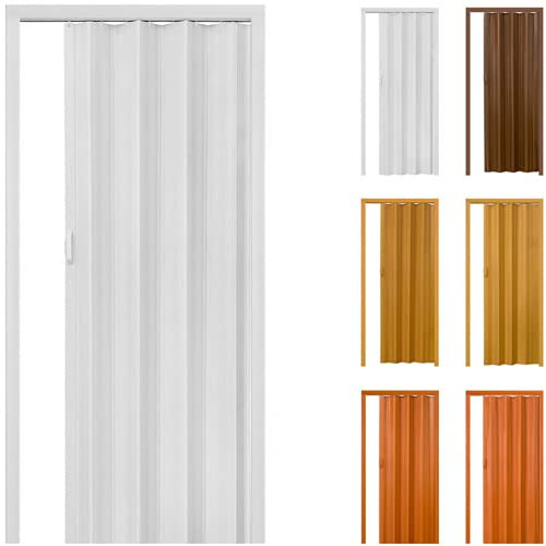 Puertas de armario de acordeón portátiles para interiores, puerta plegable de PVC, puertas plegables múltiples para puerta, dormitorio, hogar, color blanco, 36 x 80 pulgadas (blanco, 36 x 80 pulgadas)