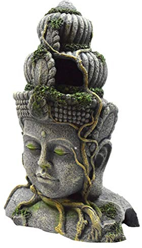 Aquarium-Dekorationen, Buddha-Statue, tragbar, Aquarium-Versteck, Dekoration, Landschaftsbau, Unterschlupf, Höhle, 28,50 x 19,50 x 14,00 cm
