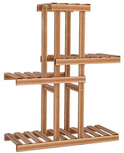 YUHUAWF Blumenständer 4 Schichten Pflanzenregale Holz Blumenständer Pot Bonsai Display Räder Lager Rack Halter Organizer Patio Gartenhaus für den Balkon Rasenfliod