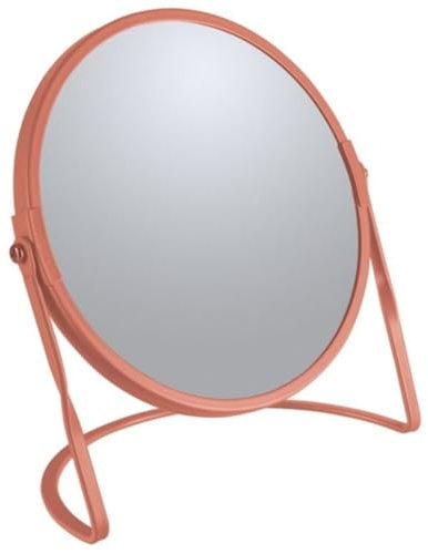 Spirella - Miroir grossissant sur Pied Akira - Acier Robuste - Double Face avec Grossissement x5 et Miroir Classique - Pivotant à 360° - Terracotta Mat