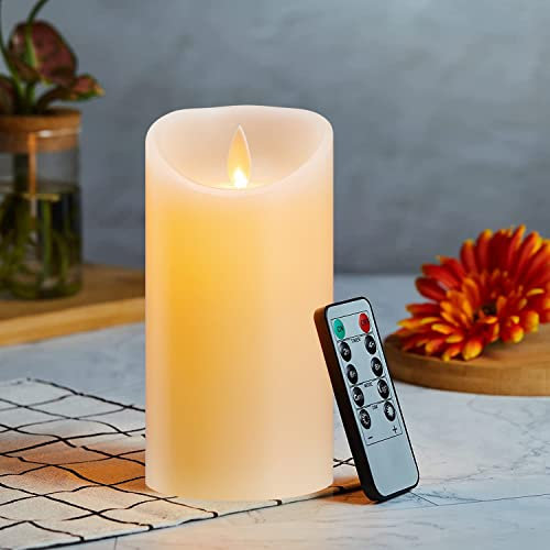 Velas LED, Velas Parpadeante Sin Llama, Velas Con Pilas, Con Mando a Distancia, Vela LED Efecto Llama Temporizador, Real Cera, Velas Con y Regulable, Para Dormitorio Comedor Fiesta-15cm Blanco Cálido
