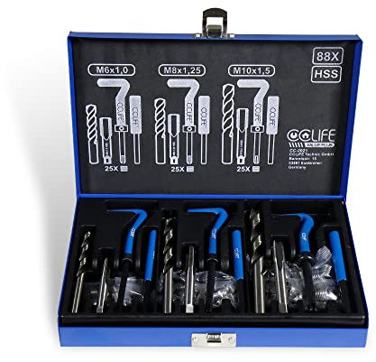 CCLIFE 88 Pièces Coffret Filet Rapporté M6-M8-M10, Kit Réparation Filetage