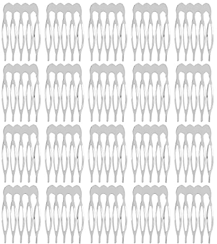 20 Stück Bulk 5 10 Zähne Silber Metall Seite Haarkämme Einfarbig Blank Basteln DIY Draht Gleitkämme Hochzeit Brautschleier Kämme Dekorative Kopfbedeckung Französisch Twist Hochsteckfrisur Clips