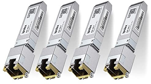 ipolex 1.25/2.5/5/10G SFP+ RJ45 Kupfer-Transceiver, 10GBase-T Mini GBIC-Modul Kompatibel mit Cisco SFP-10G-T-S, Ubiquiti UniFi UF-RJ45-10G, Mikrotik S + RJ10, Netgear usw. bis zu 30 Meter. 4-Pack.