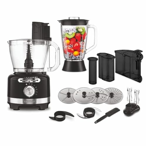 Zelmer ZFP9000B Multifunktions-Küchenmaschine, Schüsselinhalt: 3 l, 4 Schneidmesser, 6 Automatikprogramme, Leistung 2000 W, schwarz