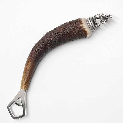Apribottiglie apribottiglie con asta corna di cervo manico in corno di cervo con tappo terminale ornamento cervo in piedi GL 22 cm #27.19.7.20