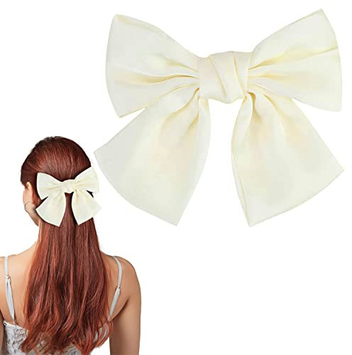 Haarspange mit Schleife, Haarschleifen für Damen, große Schleife, French Hair Clips mit Ribbon Hair Clips für Frauen Mädchen (weiß)